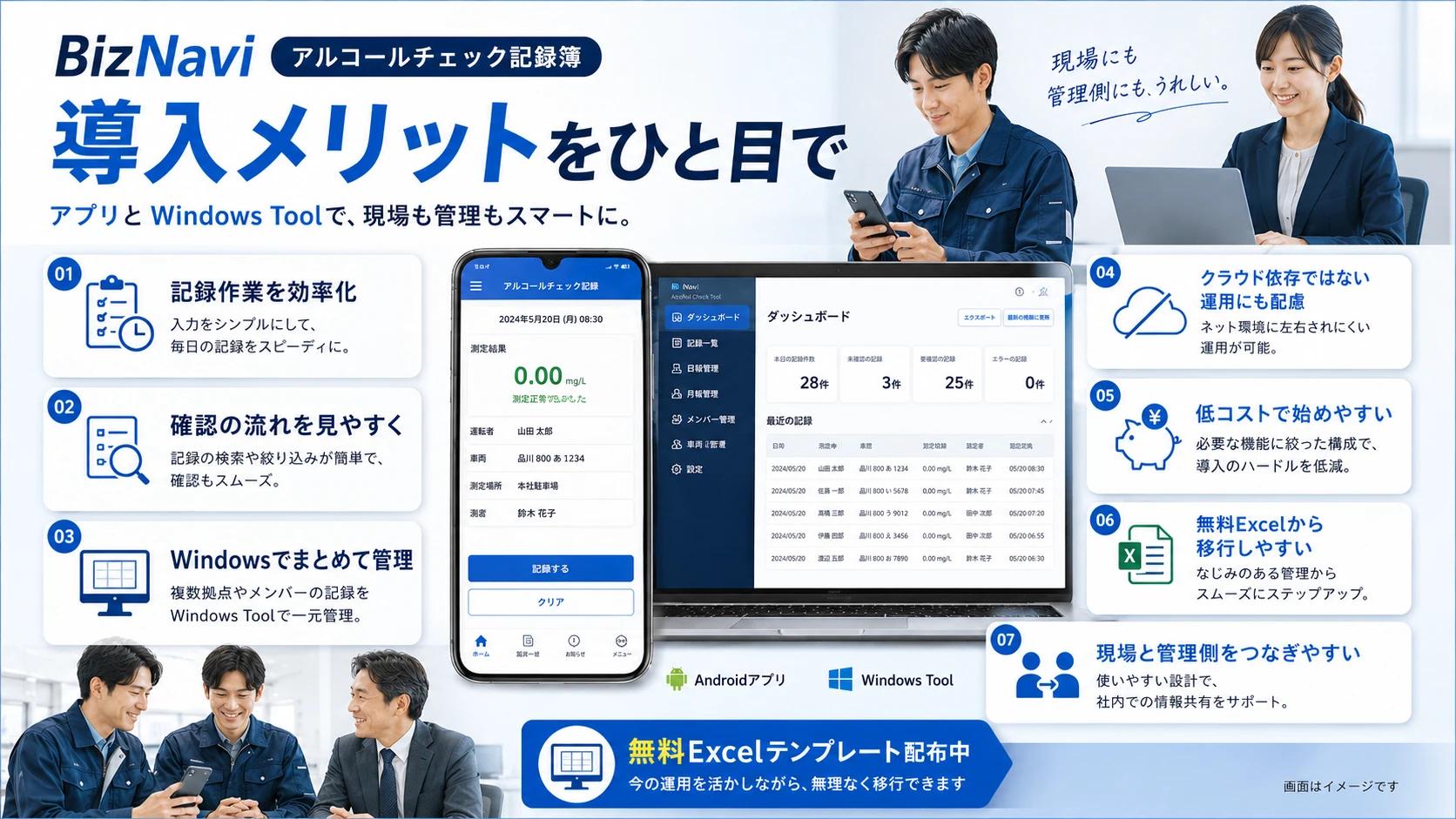 無料 Excel テンプレートから始められる導入イメージ